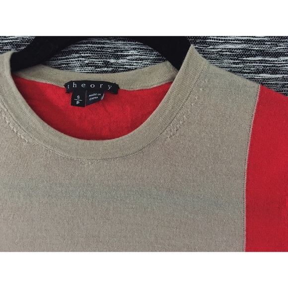 Theory Red Porsha Preen Color Block Sweater - Picture 2 of 3